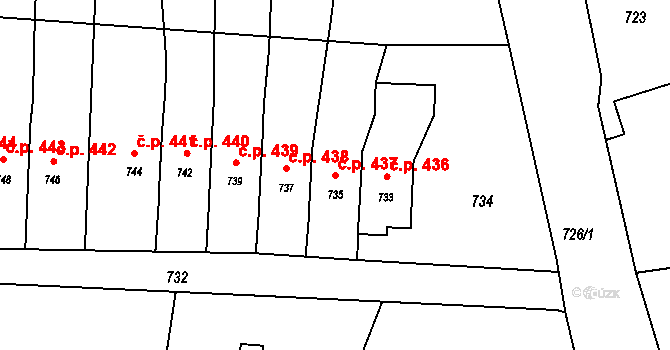 Horní Těrlicko 437, Těrlicko na parcele st. 735 v KÚ Horní Těrlicko, Katastrální mapa