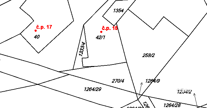 Křenovičky 15, Heřmaničky na parcele st. 42/1 v KÚ Velké Heřmanice, Katastrální mapa