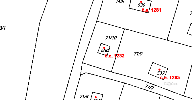 Ládví 1282, Kamenice na parcele st. 536 v KÚ Ládví, Katastrální mapa