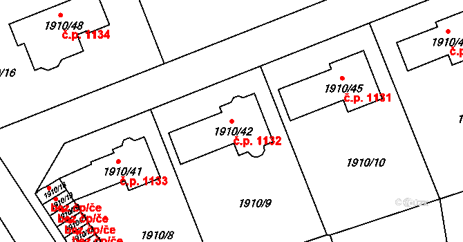 Třeboň II 1132, Třeboň na parcele st. 1910/42 v KÚ Třeboň, Katastrální mapa