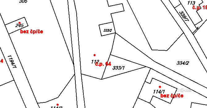 Kruh 64 na parcele st. 112 v KÚ Kruh, Katastrální mapa