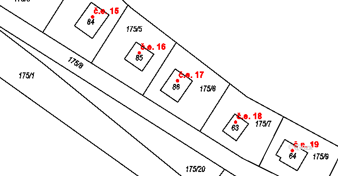Neveklovice 17 na parcele st. 86 v KÚ Neveklovice, Katastrální mapa