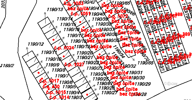 Bechyně 472 na parcele st. 1190/35 v KÚ Bechyně, Katastrální mapa