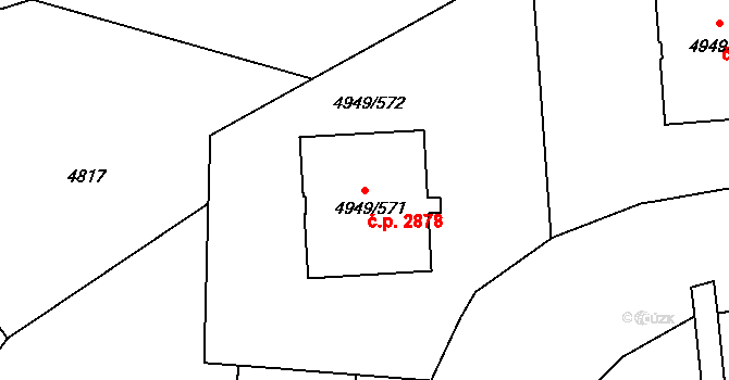 Severní Terasa 2878, Ústí nad Labem na parcele st. 4949/571 v KÚ Ústí nad Labem, Katastrální mapa
