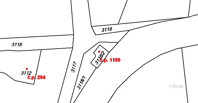 Dolní Lutyně 1166 na parcele st. 3118/2 v KÚ Dolní Lutyně, Katastrální mapa