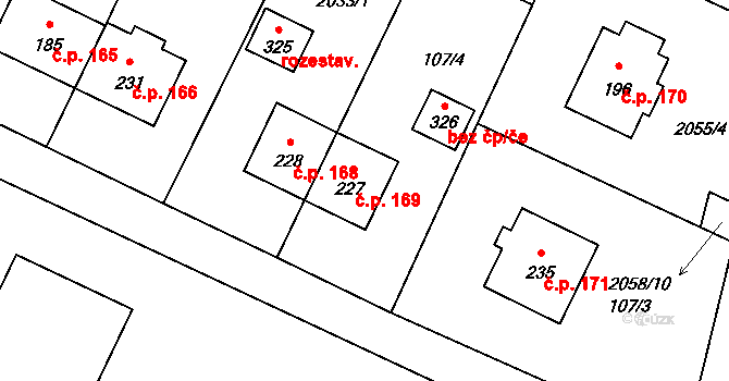 Rudíkov 169 na parcele st. 227 v KÚ Rudíkov, Katastrální mapa
