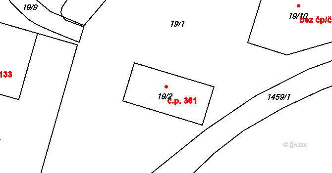 Pudlov 361, Bohumín na parcele st. 19/2 v KÚ Pudlov, Katastrální mapa