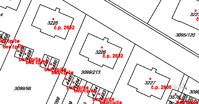 Břeclav 2632 na parcele st. 3226 v KÚ Břeclav, Katastrální mapa