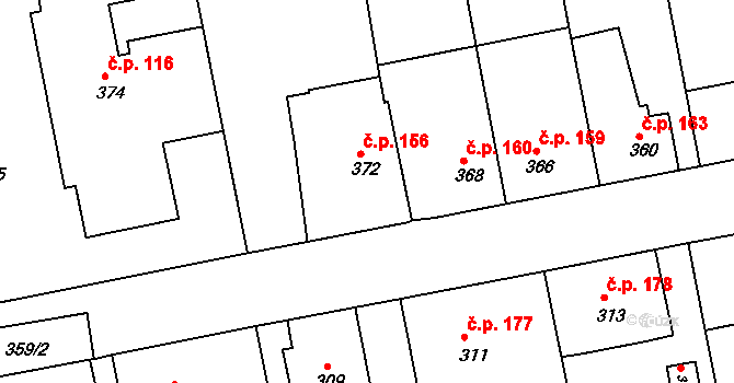Čekanice 156, Tábor na parcele st. 372 v KÚ Čekanice u Tábora, Katastrální mapa