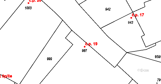 Chlumec 19, Olešník na parcele st. 997 v KÚ Olešník, Katastrální mapa