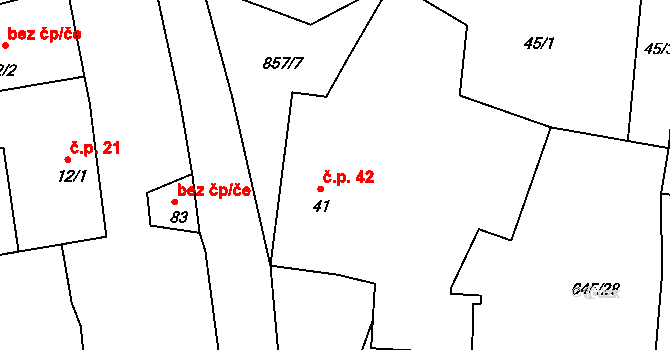 Údrč 42, Bochov na parcele st. 41/1 v KÚ Údrč, Katastrální mapa