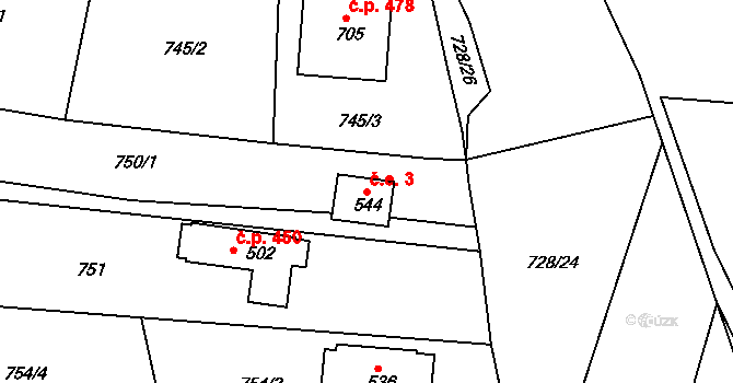 Staňkov II 3, Staňkov na parcele st. 544 v KÚ Staňkov-ves, Katastrální mapa
