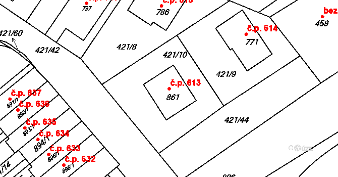 Benátky nad Jizerou I 613, Benátky nad Jizerou na parcele st. 861 v KÚ Nové Benátky, Katastrální mapa