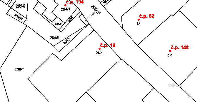 Klikov 18, Suchdol nad Lužnicí na parcele st. 202 v KÚ Klikov, Katastrální mapa
