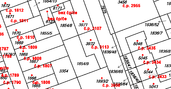 Hodonín 3113 na parcele st. 3972 v KÚ Hodonín, Katastrální mapa