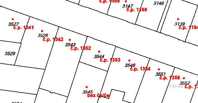 České Budějovice 3 1353, České Budějovice na parcele st. 3544 v KÚ České Budějovice 3, Katastrální mapa