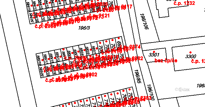 Sezimovo Ústí 2379 na parcele st. 706 v KÚ Sezimovo Ústí, Katastrální mapa