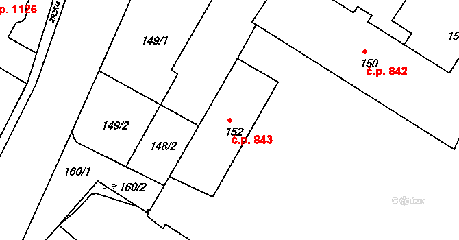 Rumburk 1 843, Rumburk na parcele st. 152 v KÚ Rumburk, Katastrální mapa