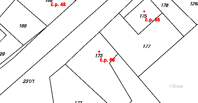 Plinkout 68, Dlouhá Loučka na parcele st. 173 v KÚ Plinkout, Katastrální mapa