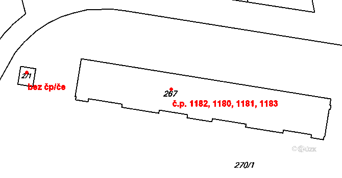 Podlesí 1180,1181,1182,1183, Havířov na parcele st. 267 v KÚ Bludovice, Katastrální mapa