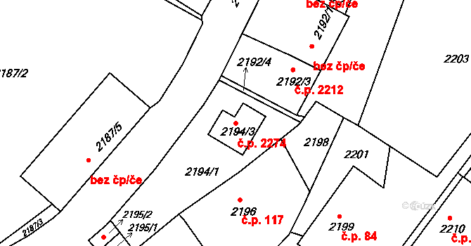 Poruba 2274, Ostrava na parcele st. 2194/3 v KÚ Poruba, Katastrální mapa