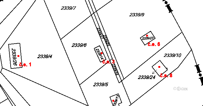 Hranice 3, Karviná na parcele st. 2339/14 v KÚ Karviná-město, Katastrální mapa