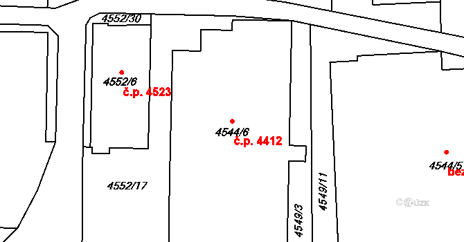 Prostějov 4412 na parcele st. 4544/6 v KÚ Prostějov, Katastrální mapa