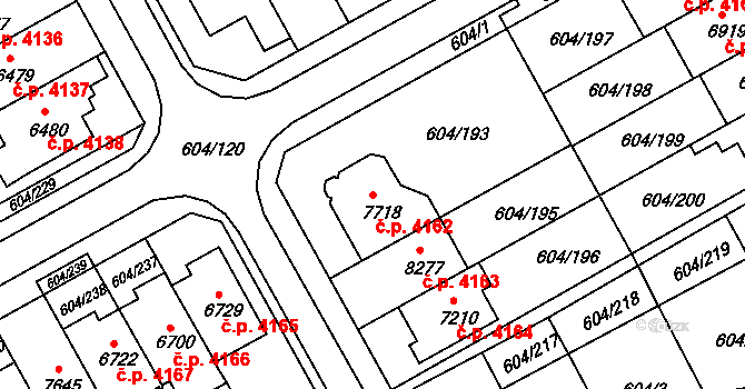 Kroměříž 4162 na parcele st. 7718 v KÚ Kroměříž, Katastrální mapa