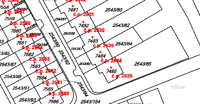 Cheb 2544 na parcele st. 7484 v KÚ Cheb, Katastrální mapa