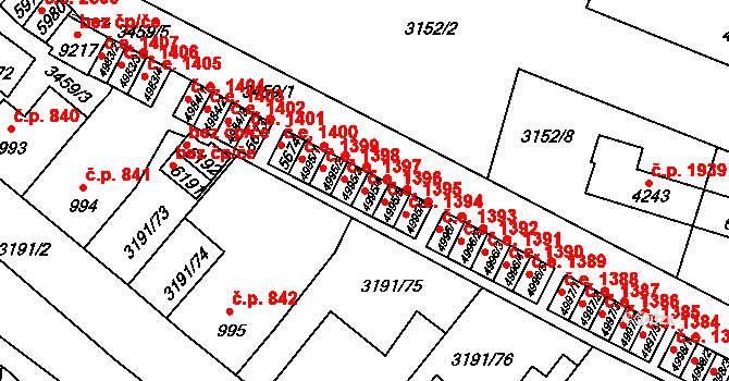 Zlín 1396 na parcele st. 4995/4 v KÚ Zlín, Katastrální mapa
