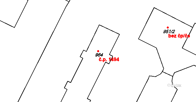 Poruba 1494, Ostrava na parcele st. 964 v KÚ Poruba, Katastrální mapa