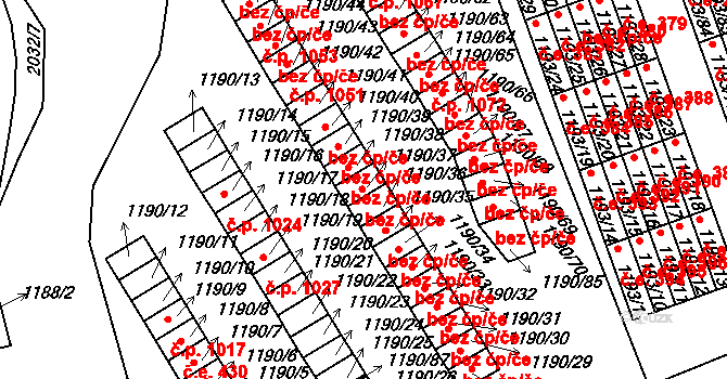 Bechyně 474 na parcele st. 1190/37 v KÚ Bechyně, Katastrální mapa