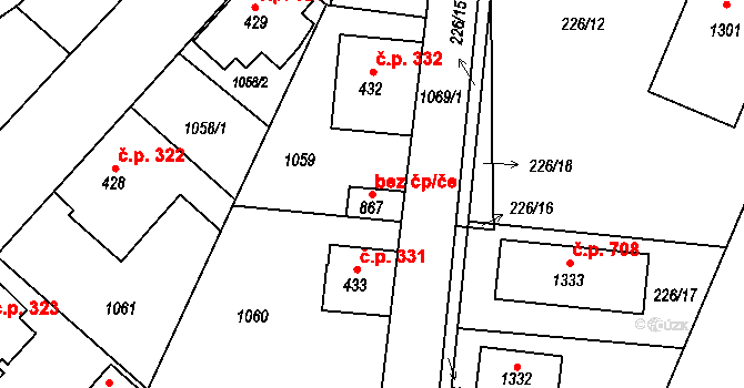 Jablonné nad Orlicí 39412121 na parcele st. 867 v KÚ Jablonné nad Orlicí, Katastrální mapa