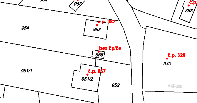 Jablůnka 39525121 na parcele st. 955 v KÚ Jablůnka, Katastrální mapa