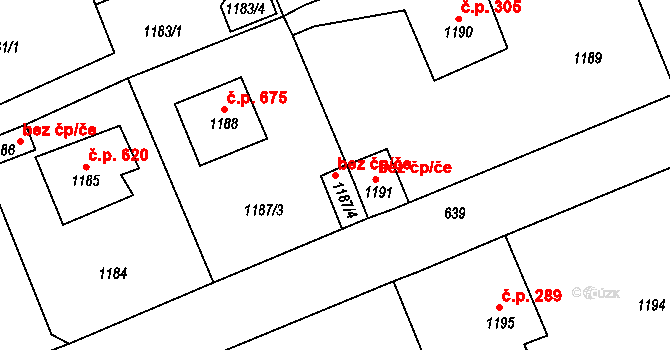 Dobřichovice 39577121 na parcele st. 1187/4 v KÚ Dobřichovice, Katastrální mapa