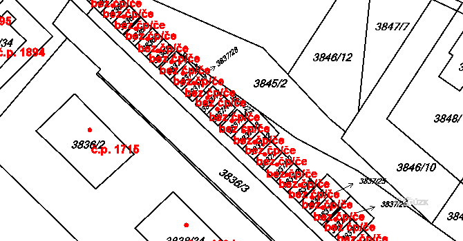 Velké Meziříčí 40693121 na parcele st. 3837/14 v KÚ Velké Meziříčí, Katastrální mapa