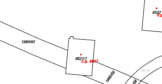 Zlín 4577 na parcele st. 6521/1 v KÚ Zlín, Katastrální mapa