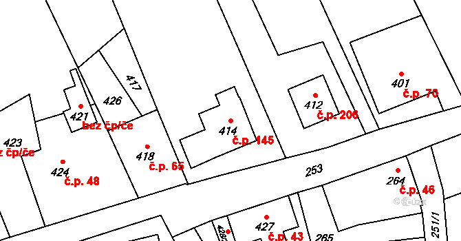 Žimrovice 145, Hradec nad Moravicí na parcele st. 414 v KÚ Žimrovice, Katastrální mapa