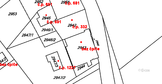 Orlová 43968121 na parcele st. 2943 v KÚ Orlová, Katastrální mapa