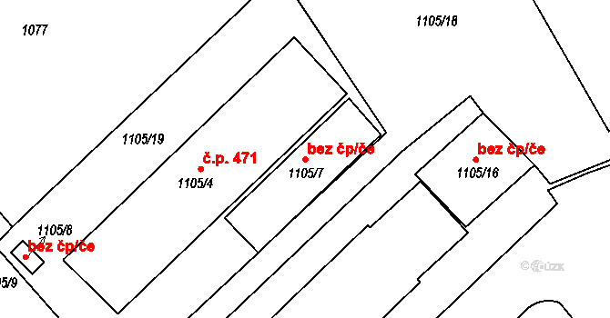 Novosedlice 45122121 na parcele st. 1105/7 v KÚ Novosedlice, Katastrální mapa