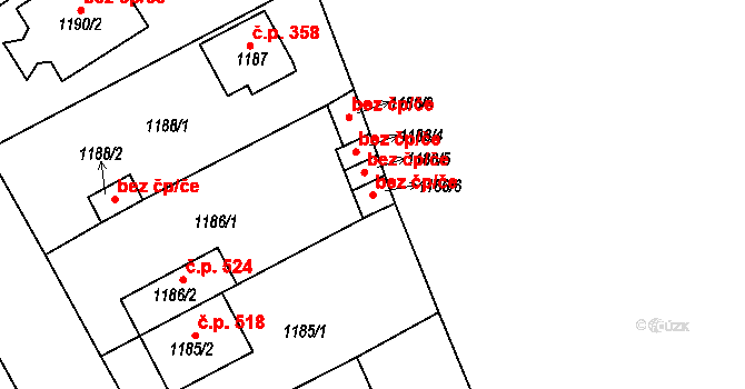 Proboštov 45125121 na parcele st. 1186/6 v KÚ Proboštov u Teplic, Katastrální mapa