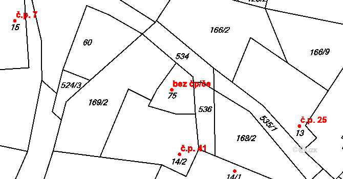 Markvartice 45953121 na parcele st. 75 v KÚ Skuřina, Katastrální mapa