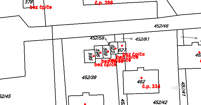 Nižbor 46977121 na parcele st. 596 v KÚ Nižbor, Katastrální mapa