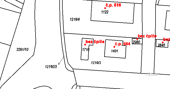 Týn nad Vltavou 48661121 na parcele st. 1710 v KÚ Týn nad Vltavou, Katastrální mapa