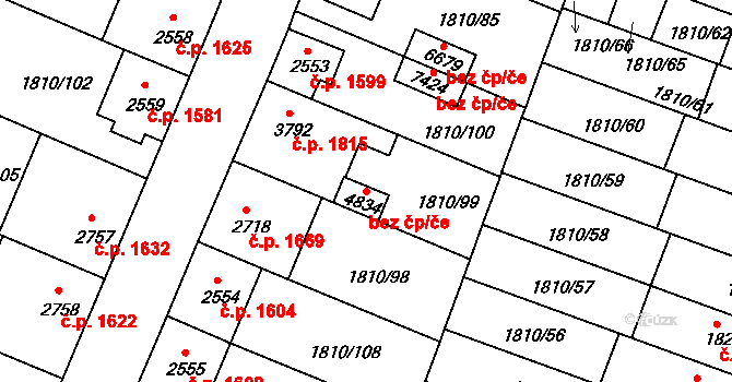 Písek 48704121 na parcele st. 4834 v KÚ Písek, Katastrální mapa