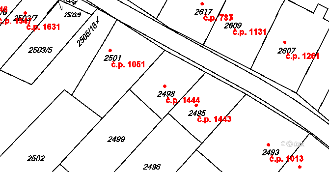 Kunovice 1444 na parcele st. 2498 v KÚ Kunovice u Uherského Hradiště, Katastrální mapa