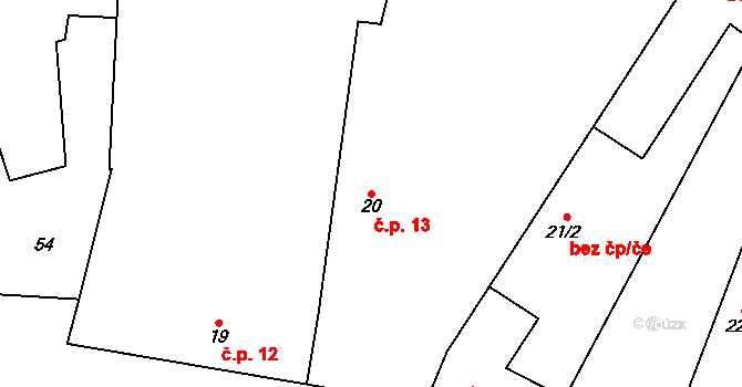 Maletice 13, Protivín na parcele st. 20 v KÚ Maletice, Katastrální mapa