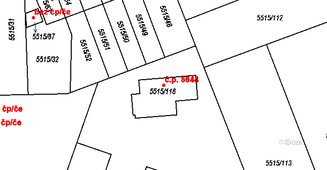 Jihlava 5644 na parcele st. 5515/118 v KÚ Jihlava, Katastrální mapa