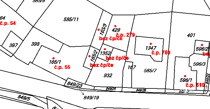 Osek 54579121 na parcele st. 1352 v KÚ Osek u Duchcova, Katastrální mapa