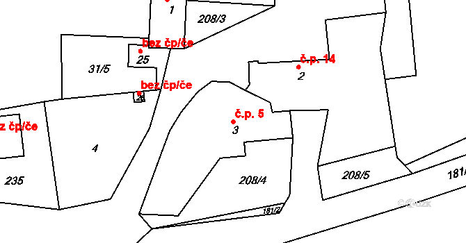 Jarotice 5, Mirotice na parcele st. 3 v KÚ Jarotice, Katastrální mapa